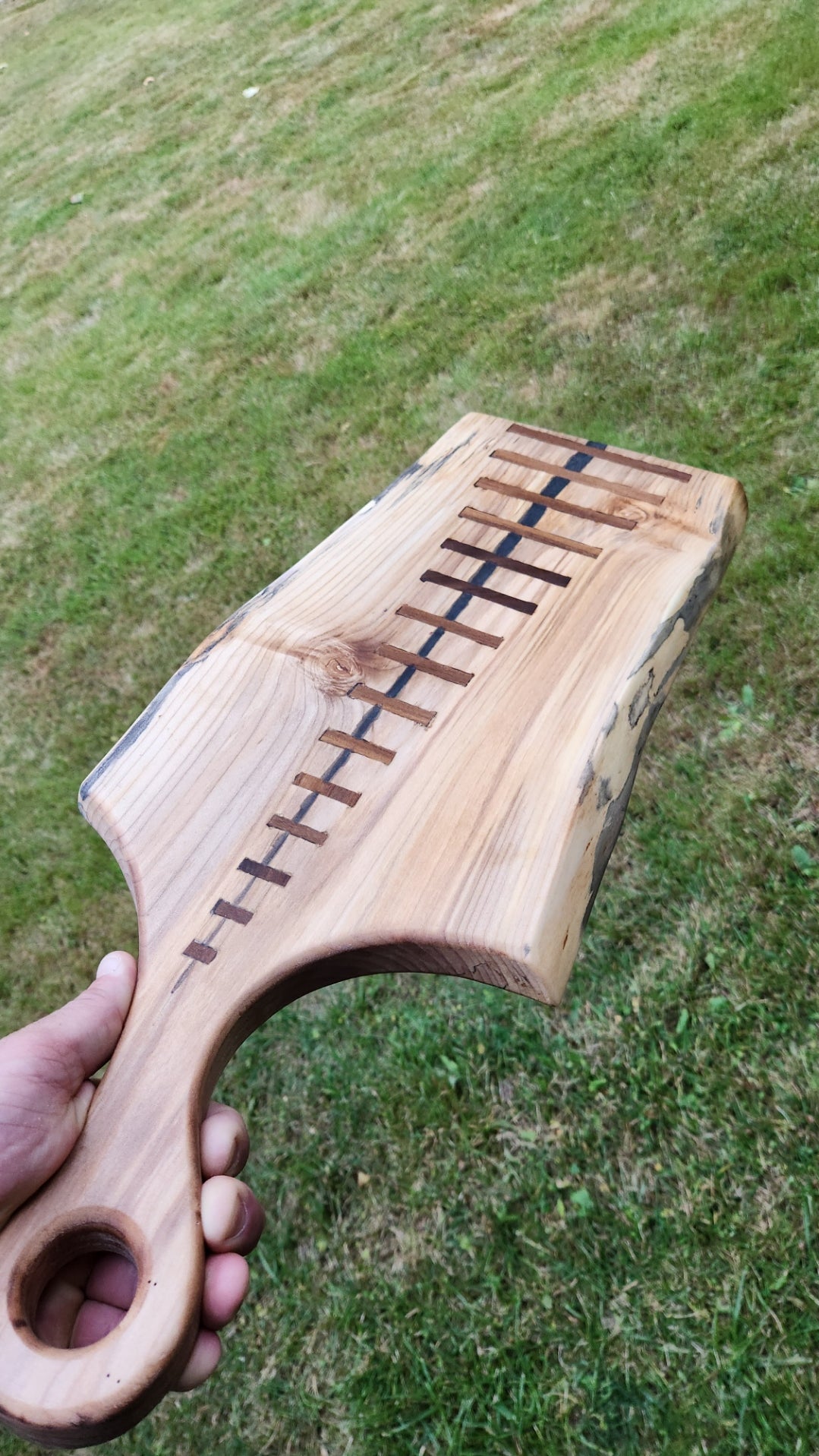 No. 34 Live edge maple w/ sapele stitching charcuterie board