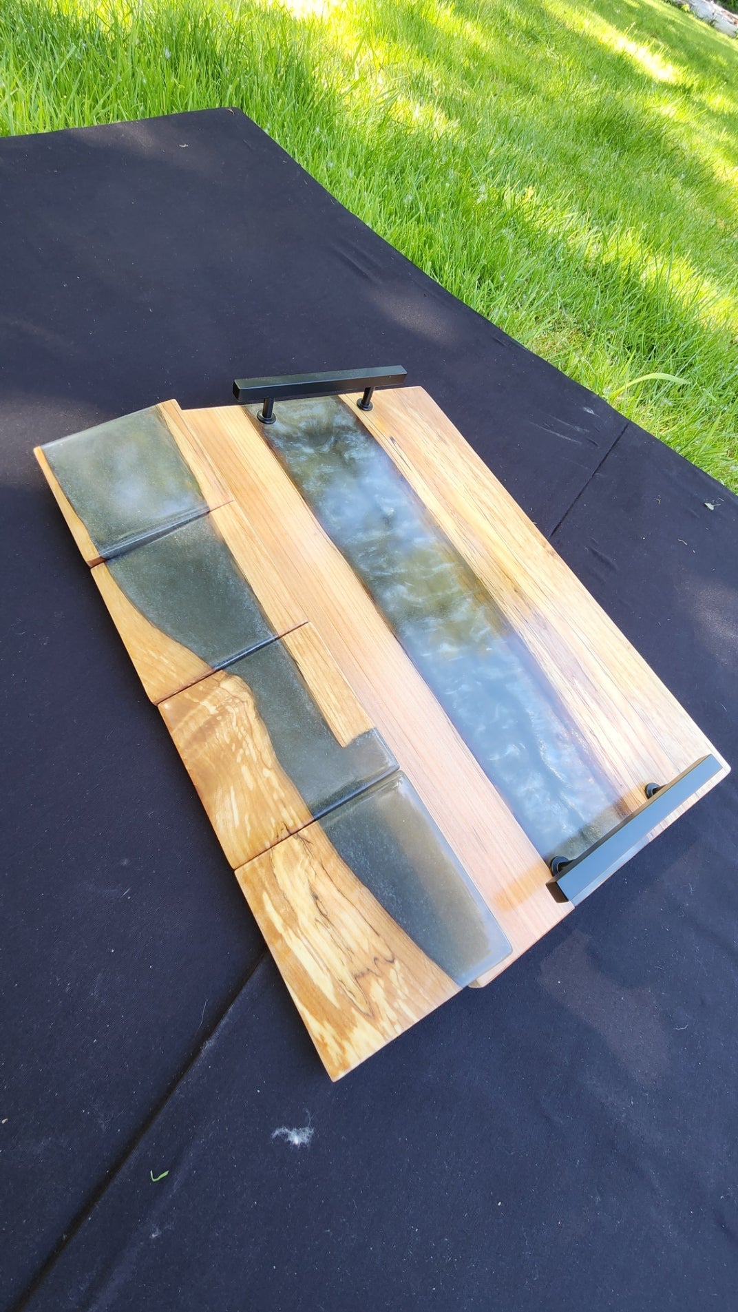 No.9 Live Edge Spalted Maple Serving Board w/ Coaster Set