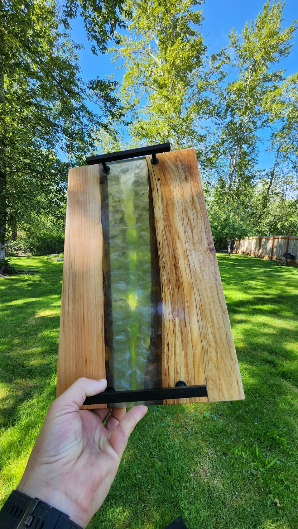 No.9 Live Edge Spalted Maple Serving Board w/ Coaster Set