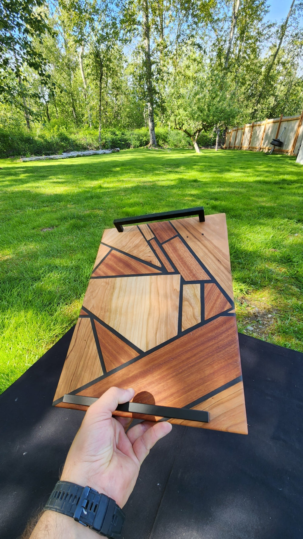 No.16 Cherry/Sapele Abstract Serving Board