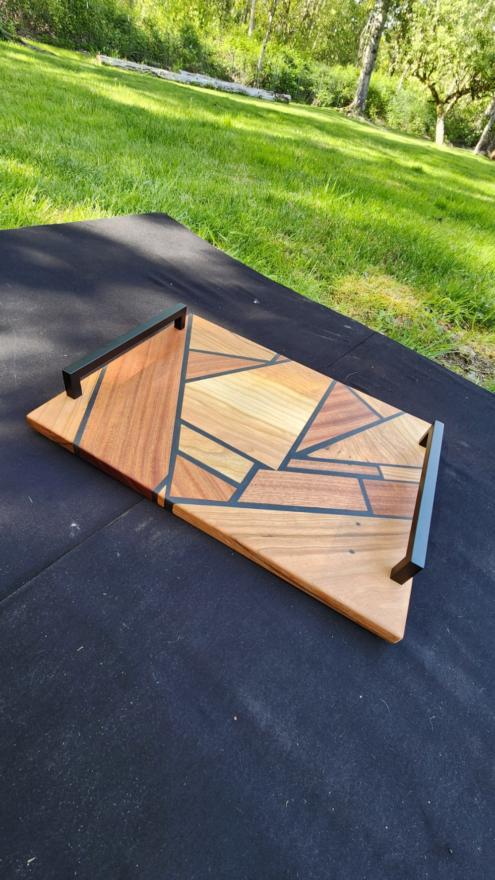 No.16 Cherry/Sapele Abstract Serving Board