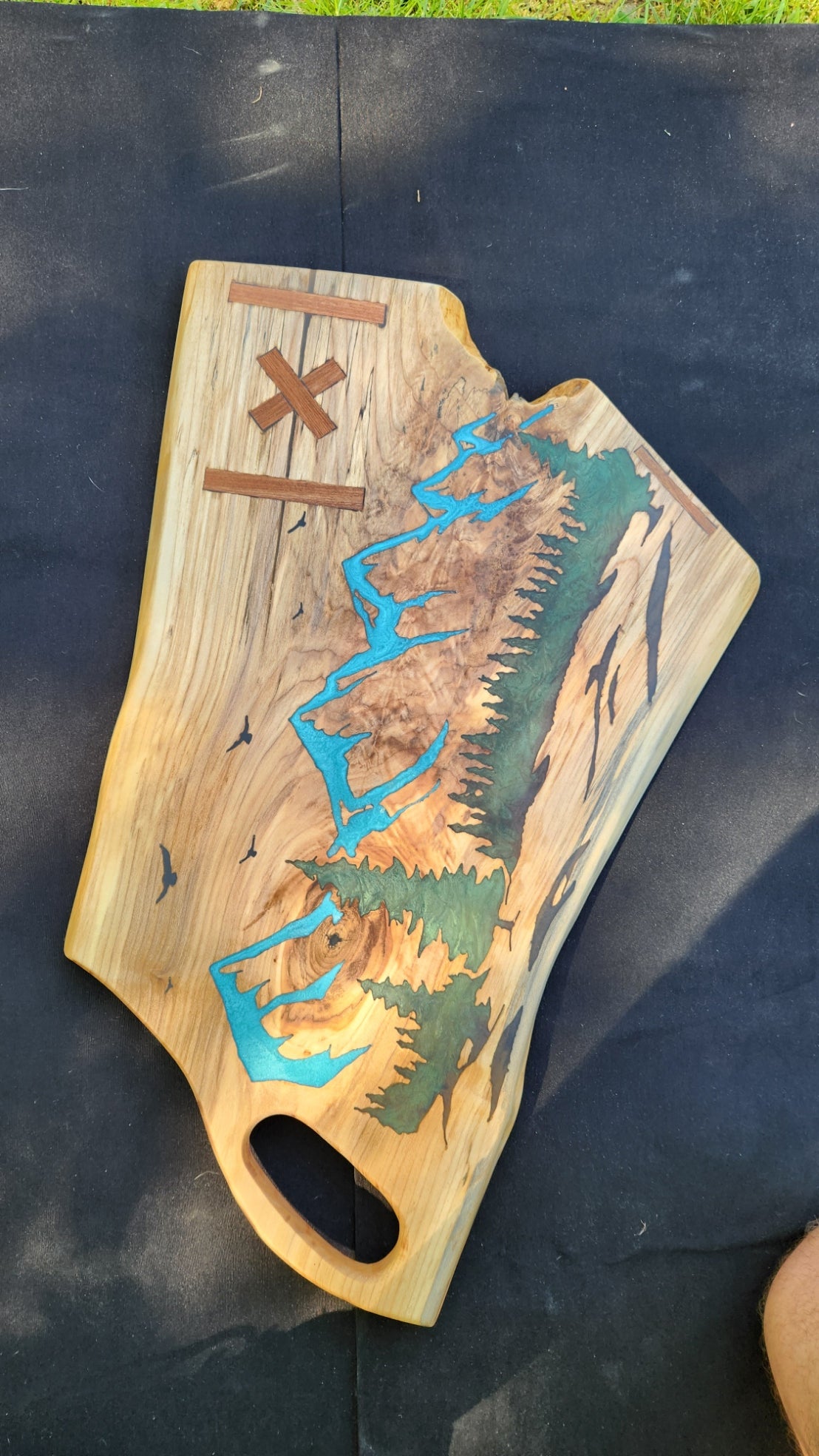 No.12 Live Edge Maple w/ mountain design Charcuterie Board