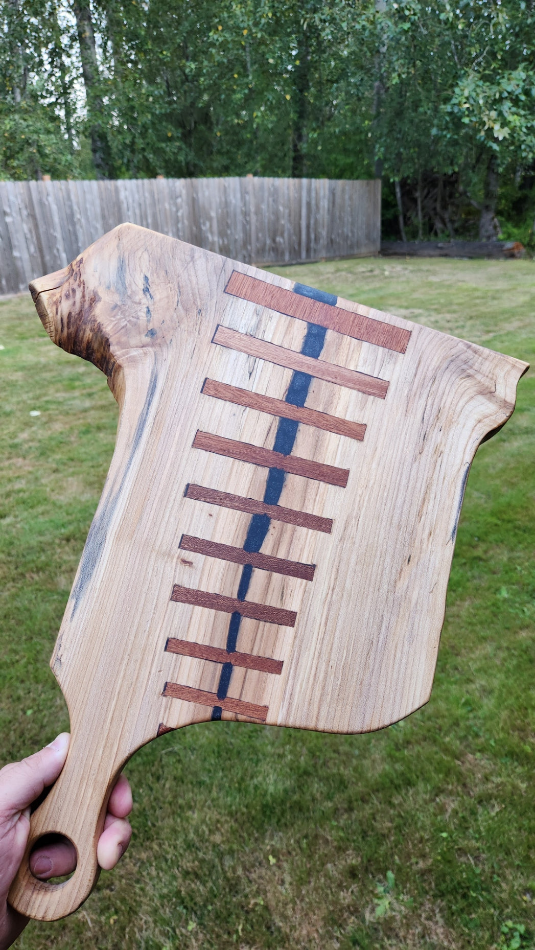 No.33 Live edge maple w/sapele stitching charcuterie board