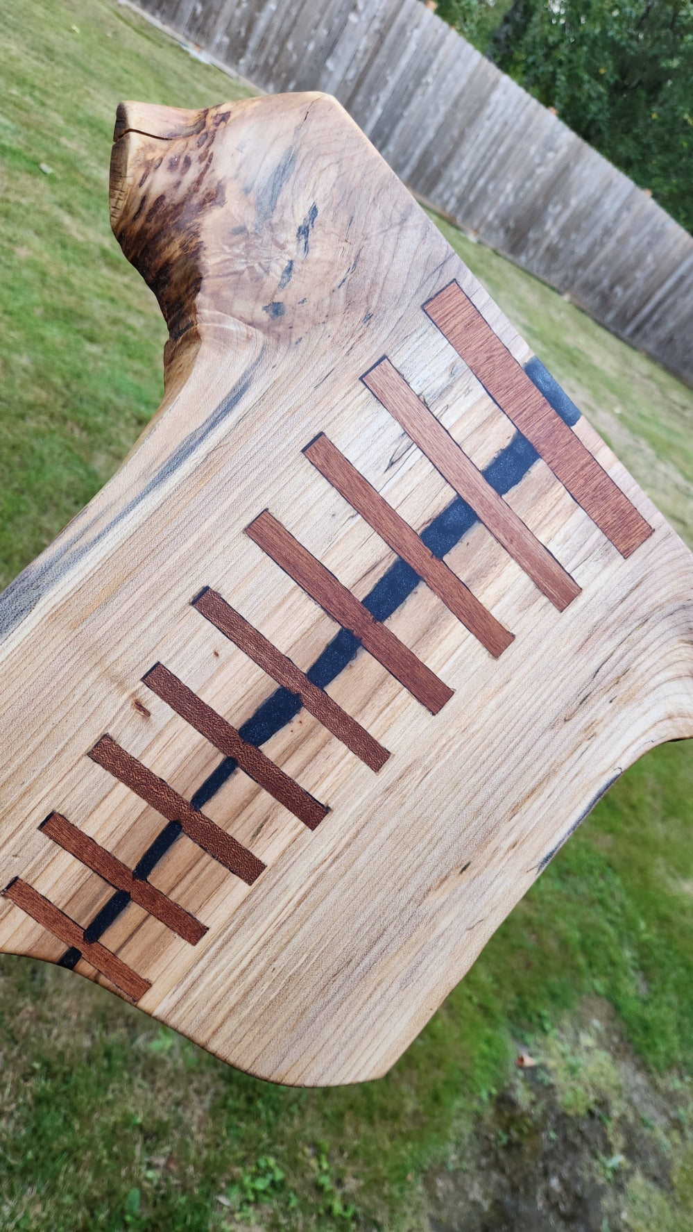 No.33 Live edge maple w/sapele stitching charcuterie board