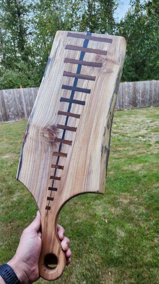 No. 34 Live edge maple w/ sapele stitching charcuterie board