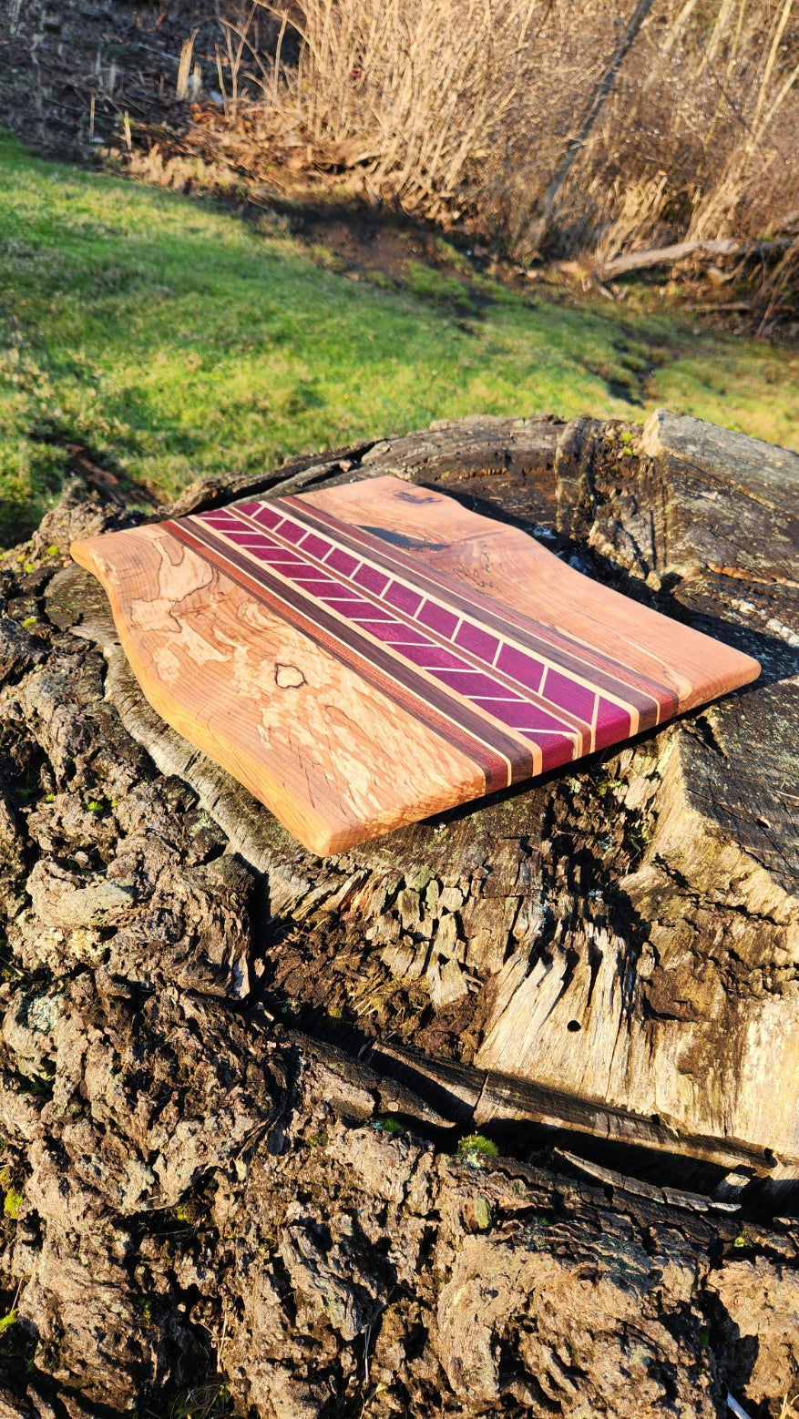 No.21 Live edge maple w/chevron design cutting board