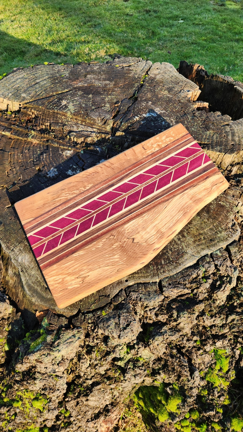 No.20 Live edge maple w/chevron design cutting board